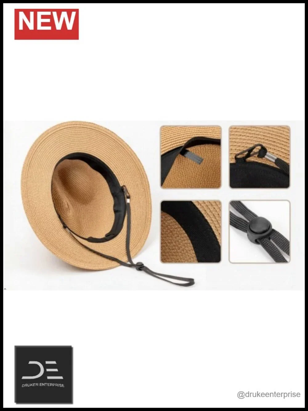 Straw Fedora Panama Hat Wide Brim Roll Up UPF 50+ Sun Hat